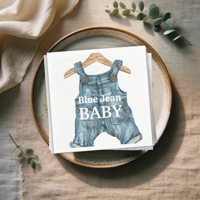Modern Denim Blue Jean Baby Boy Baby Shower Napkins (Creator Uploaded)