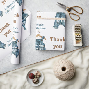 Modern Denim Blue Jean Baby Boy Baby Shower Wrapping Paper
