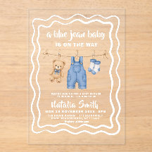 Modern Denim Blue Jean Baby Shower