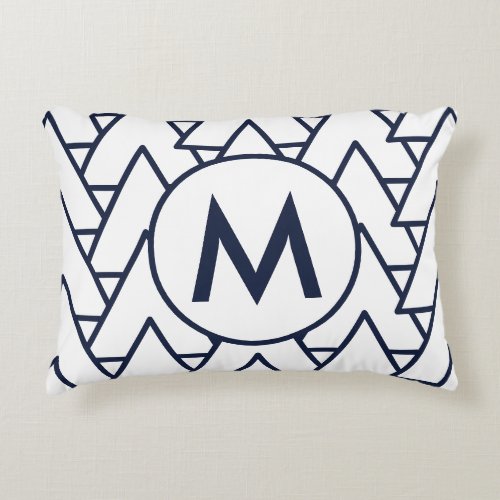 Modern Denim Blue Monogram Accent Pillow