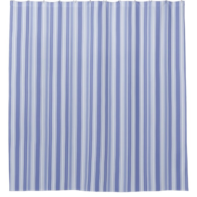 Modern Denim Blue Striped Shower Curtain (Front)