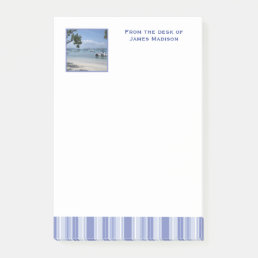 Modern Denim Blue Stripes with Custom Photo Post-it Notes