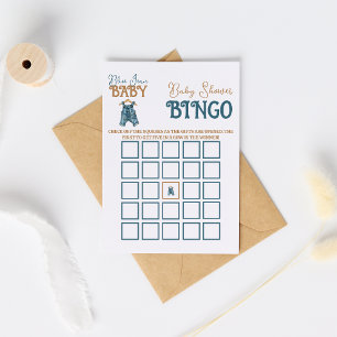 Modern Denim Boy Blue Jean Baby Shower Bingo Game Flyer