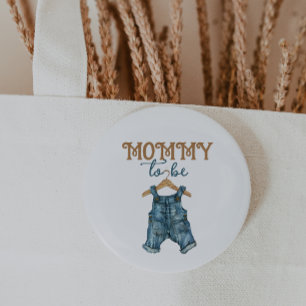 Modern Denim Boy Blue Jean Baby Shower Button