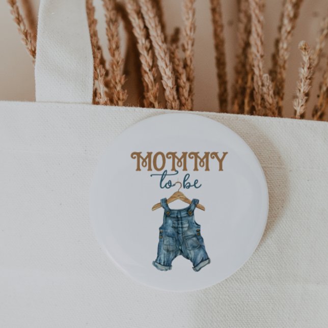 Modern Denim Boy Blue Jean Baby Shower Button (Creator Uploaded)