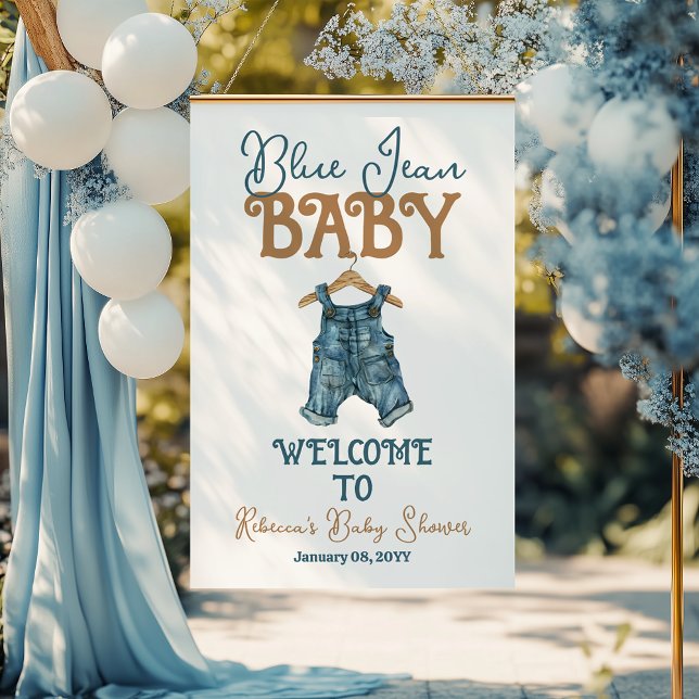 Modern Denim Boy Blue Jean Baby Shower Foam Board (Creator Uploaded)