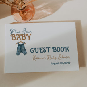 Modern Denim Boy Blue Jean Baby Shower Guest Book