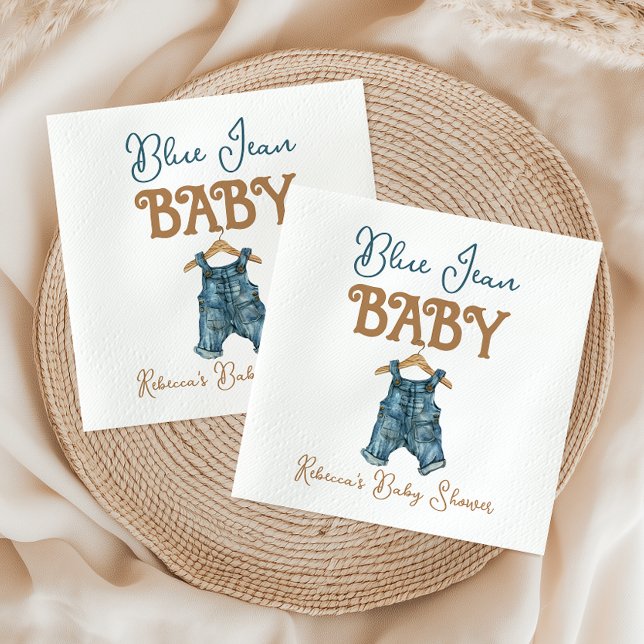 Modern Denim Boy Blue Jean Baby Shower Napkins (Creator Uploaded)
