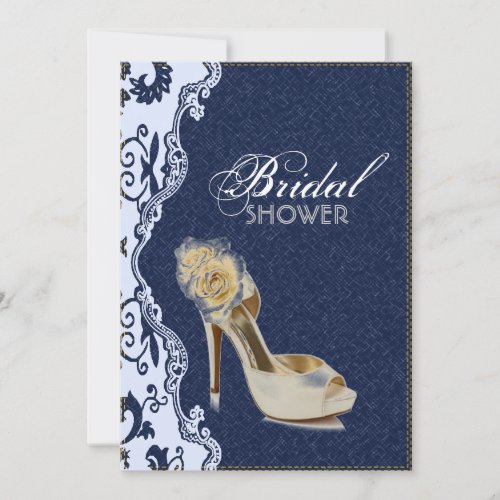 modern denim lace Floral country bridal shower Invitation