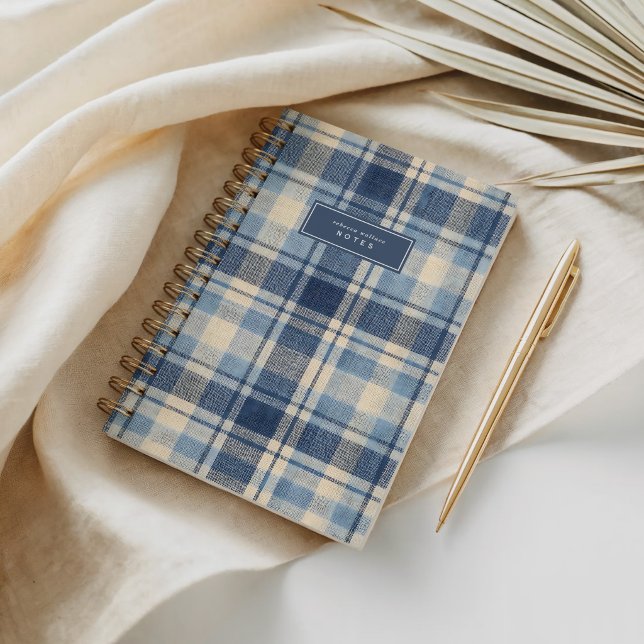 Modern Denim-Style Textured Plaid Notebook (Creator Uploaded)