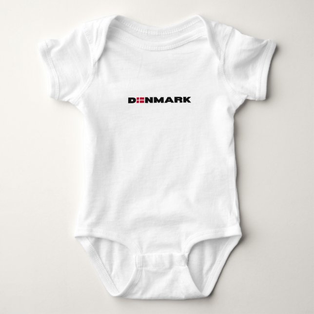 Modern Denmark danish Flag Simple Letter Baby Bodysuit (Front)