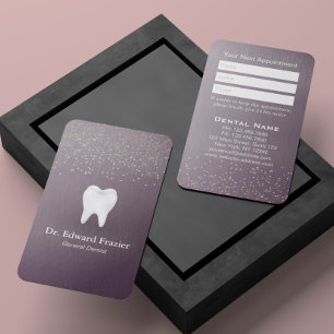 Modern Dental Care Dentist Appointment Purple Gold Card