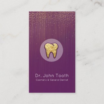 Modern Dental Dentist Appointment Purple Gold Business Card by johan555 at Zazzle