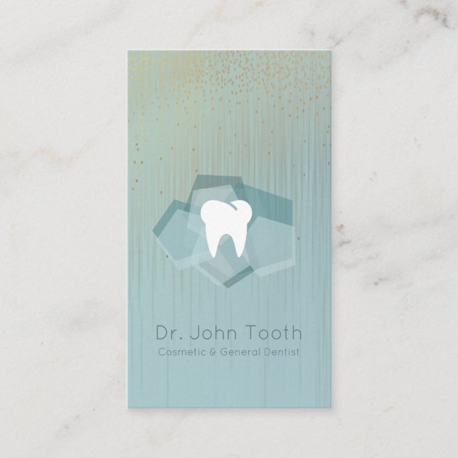 Modern Dental Dentist Appointment Turquoise Gold Business Card (Front)