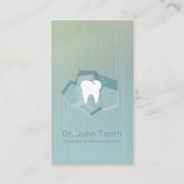 Modern Dental Dentist Appointment Turquoise Gold Business Card | Zazzle