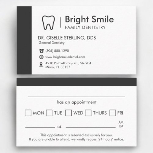 Modern Dental Dentistry Appointment Reminder   Business Card