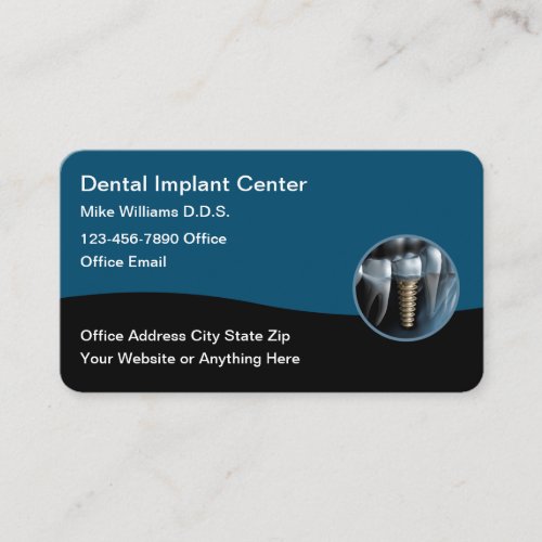 Modern Dental Implants Emblem Business Cards