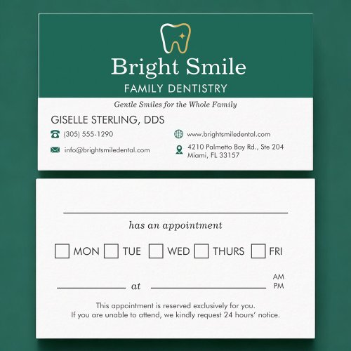 Modern Dental Office Appointment Reminder Business Card