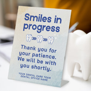 Modern Dental Office Smiles Teeth Custom Message Pedestal Sign