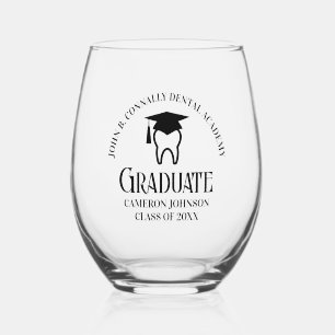 Modern Dental School Graduation Party Personalized Stemless Wine Glass