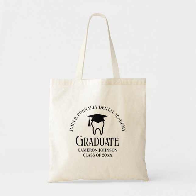Modern Dental School Graduation Party Personalized Tote Bag (Front)