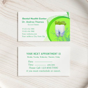 Modern Dental Tooth Logo Mint Appointment Business Card