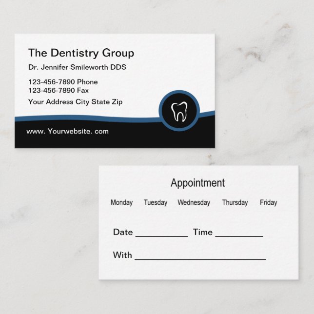 Modern Dentist Appointment Business Card Template (Front/Back)