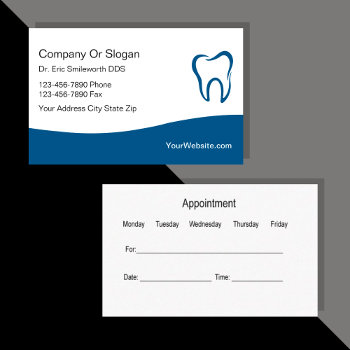Modern Dentist Appointment Business Cards by Luckyturtle at Zazzle