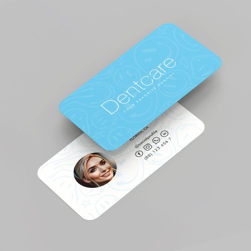 Modern Dentist Dental Care Blue Smile Business Card
