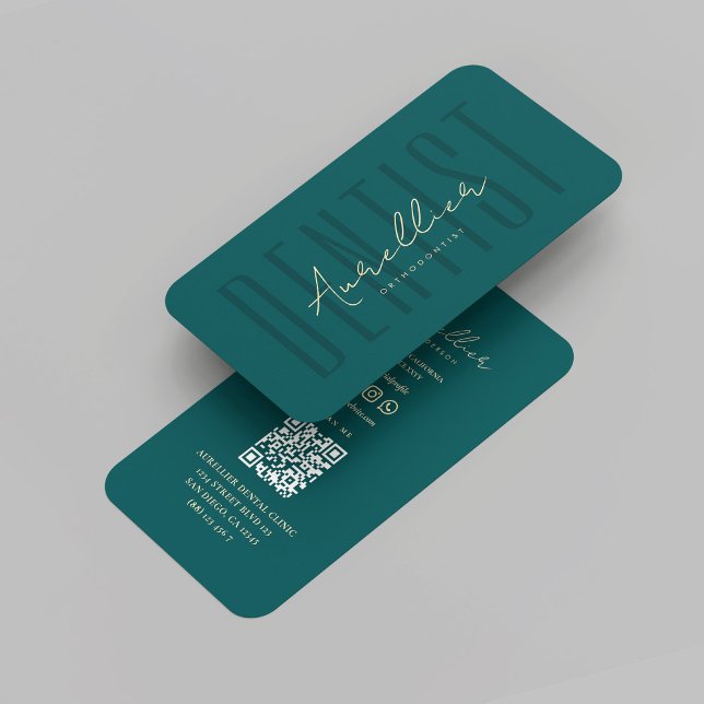 Modern Dentist Dental Dark Teal Gold Orthodontist Business Card (Modern Dentist Dental Dark Teal Gold Orthodontist Business Card
)
