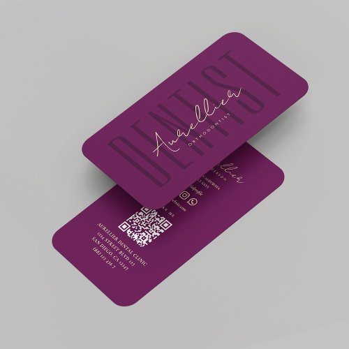 Modern Dentist Dental Monogram Luxury Purple Gold Business Card