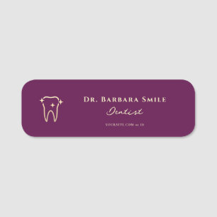 MODERN DENTIST GOLD TOOTH DENTAL ORTHODONTIST NAME TAG
