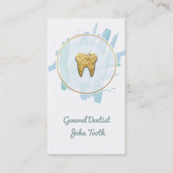 Modern Dentist Gold Tooth Logo Business Card by johan555 at Zazzle
