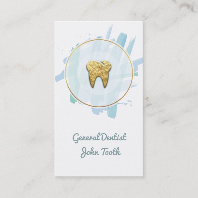 Modern Dentist gold Tooth Logo Business Card (Front)