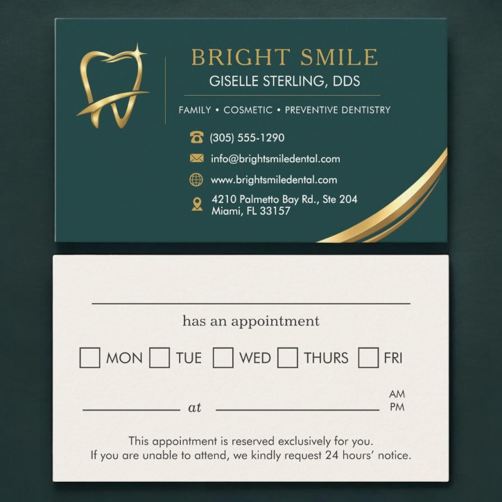 Modern Dentist Logo Dental Appointment Business Card