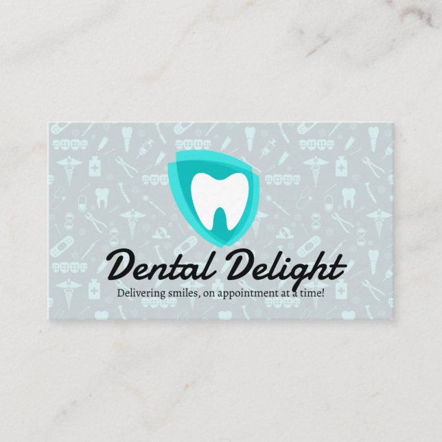 Modern Dentist Logo | Dental Patterns Business Card (Front)