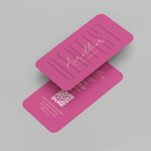 Modern Dentist Monogram Dental Luxury Pink Gold Business Card