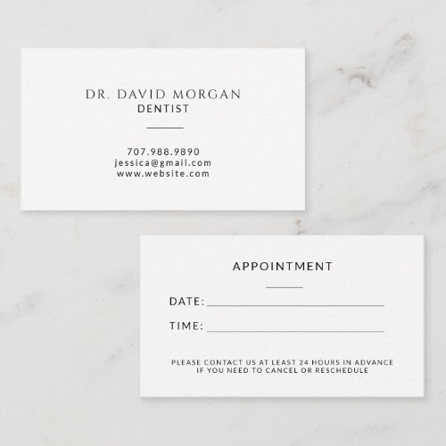 Modern Dentist Orthodontist Appointment Business Card