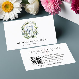 Modern Dentist Orthodontist Watercolor QR Code Business Card