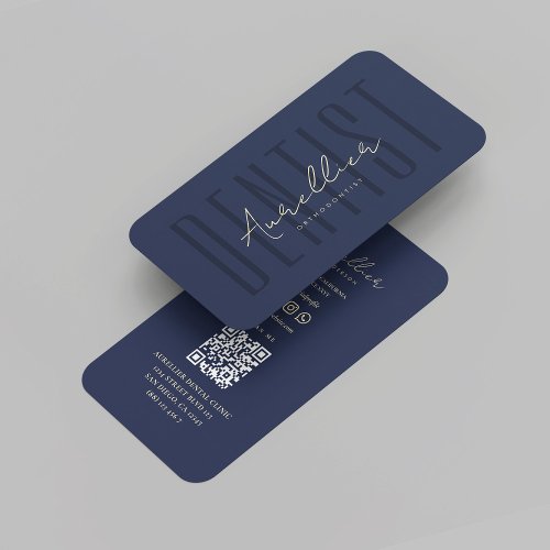 Modern Dentist Orthodontists Dental Monogram Blue  Business Card