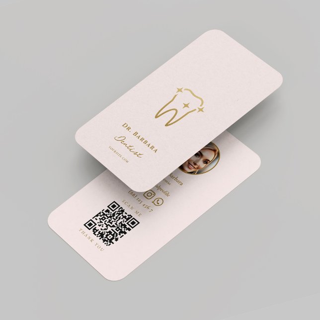 Modern Dentist Pearl Pink Gold Dental Orthodontist Business Card (Modern Dentist Pearl Pink Gold Dental Orthodontist Business Card
)