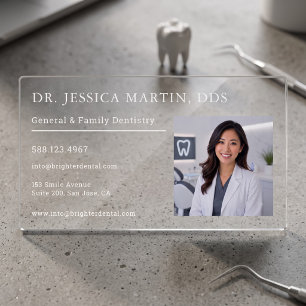 Modern Dentist Professional Photo Clear Business Cards