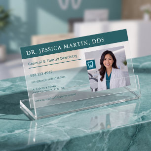 Modern Dentist Professional Photo Clear Business Cards