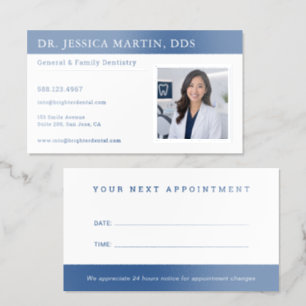 Modern Dentist Professional Photo Foil Business Cards