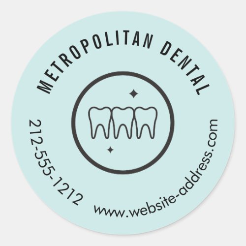 Modern Dentist Teeth Black Logo Mint Classic Round Sticker