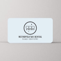 Modern Dentist Teeth Black Logo on Blue Business Card