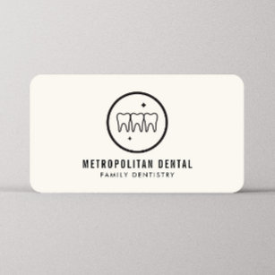 Modern Dentist Teeth Black Logo on Ivory Business Card