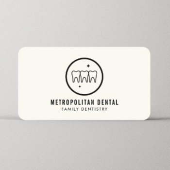 Modern Dentist Teeth Black Logo On Ivory Business Card by 1201am at Zazzle