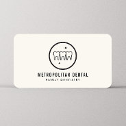 Modern Dentist Teeth Black Logo On Ivory Business Card at Zazzle