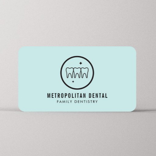 Customizable Modern Dentist Teeth Black Logo on Mint Business Card